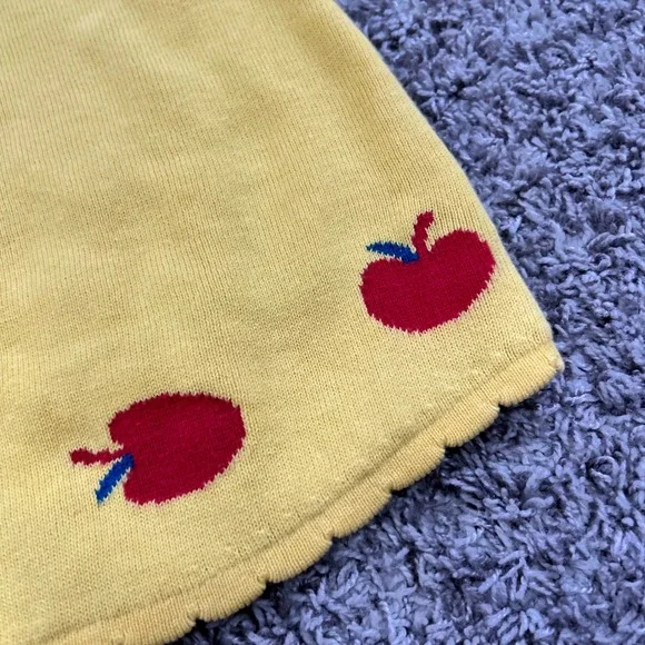 Vintage Kids Snow White Inspired‎ Knit Dress Blue Yellow Apples Bows 6 7 size - Picture 4 of 7
